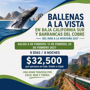 BALLENAS A LA VISTA EN BAJA CALIFORNIA SUR Y BARRANCAS DEL COBRE